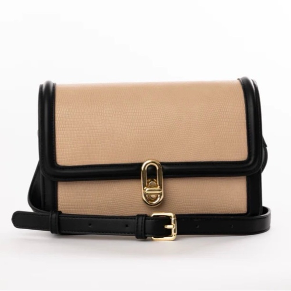 Jules Kae Elegant Mia Blush Lizard / Black Women's Crossbody Bag - New